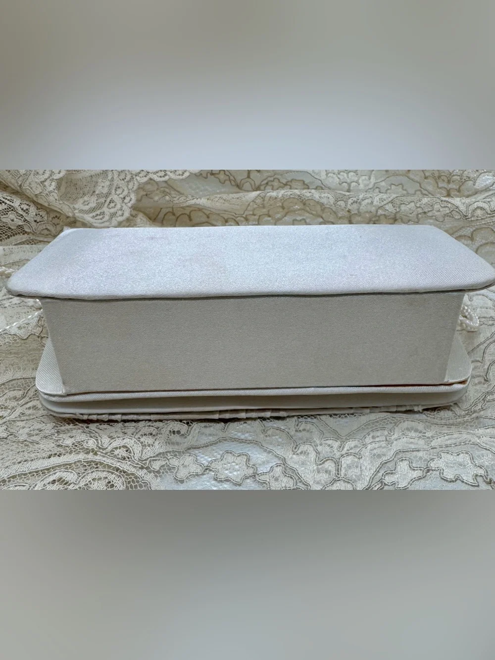 Vintage Gunne Sax Ivory Satin Beaded Mini Clutch Bridal Romantic Evening Bag